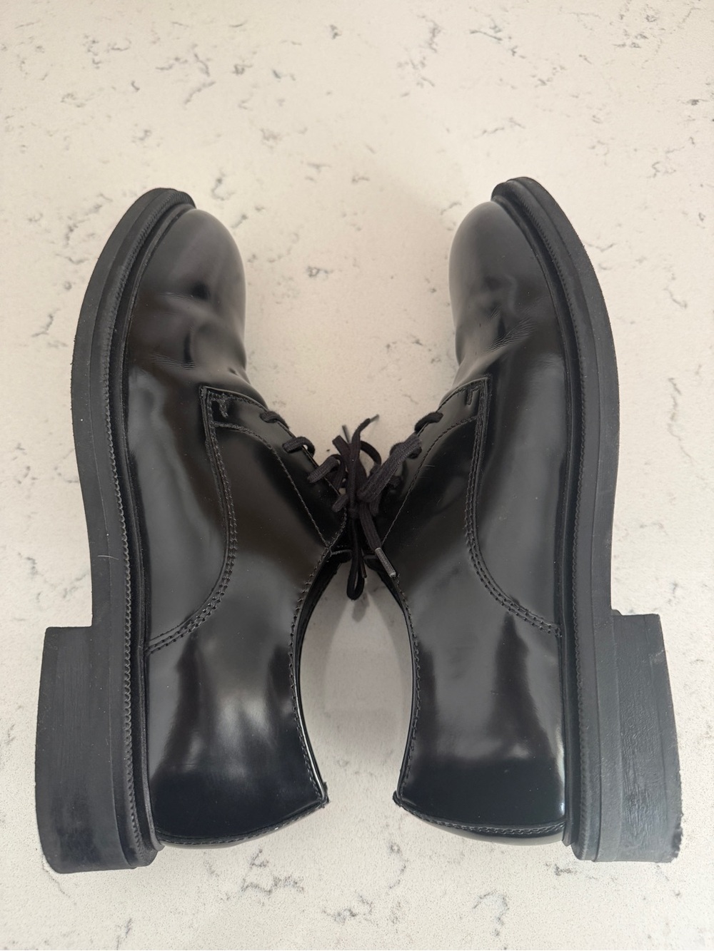 Zara Black Leather Derby Shoes - Lace-Up Oxfords - Picture 9 of 11
